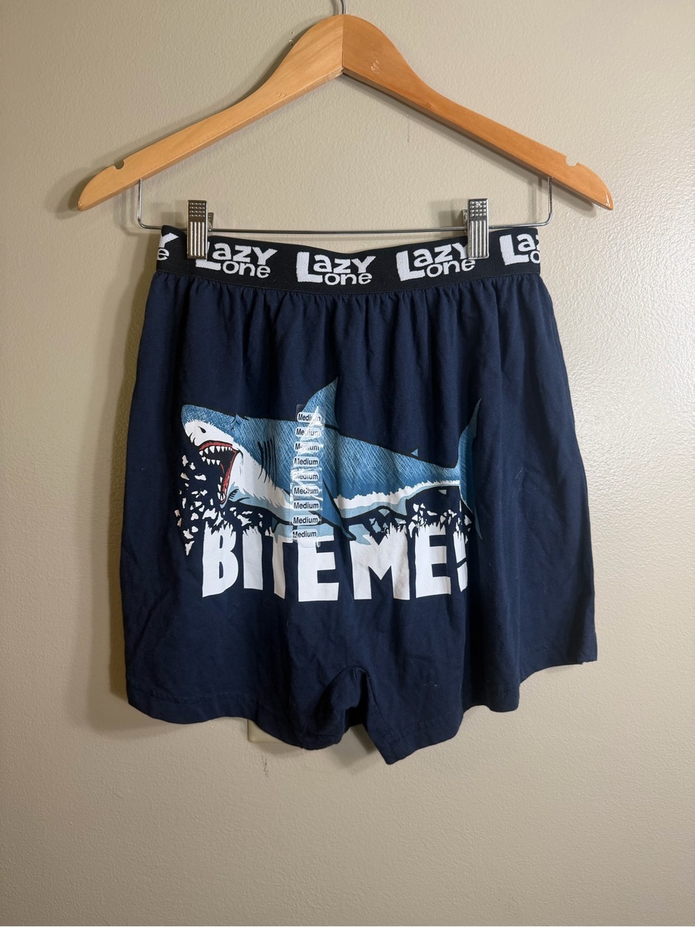 NWT Lazy One "Bite Me" Shark Boxer Shorts Pajama Lounge Men's Medium